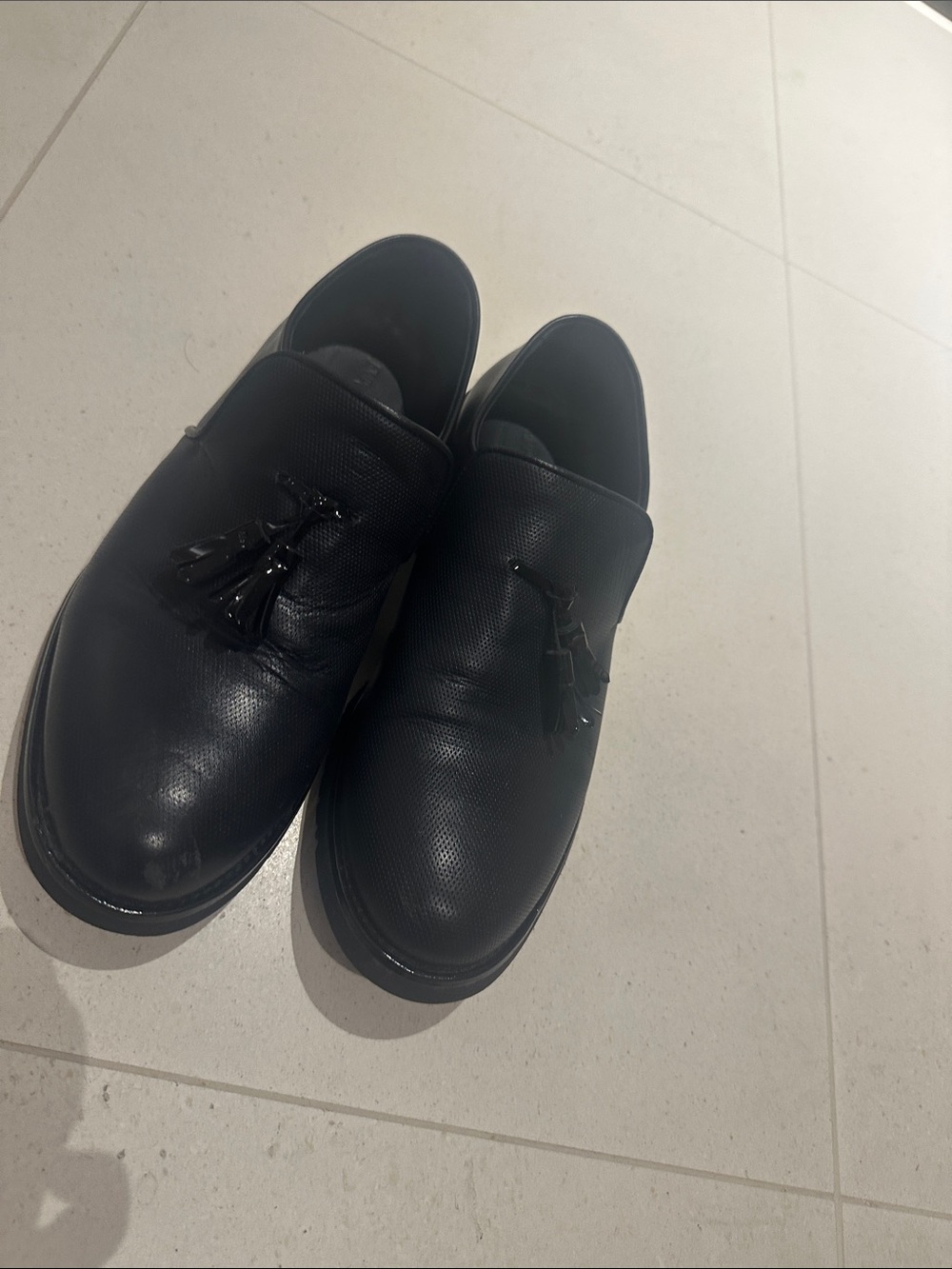 Emporio Armani Black Tassel Slip-On Loafers